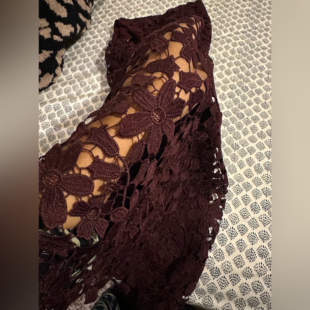 LAUREN RALPH LAUREN BEAUTIFUL BURGUNDY LACE CASUAL COCKTAIL ,PARTY DRESS… - Picture 3 of 15